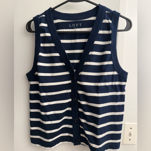 LOFT Tops - LOFT Navy and White Striped Women's Vest Top